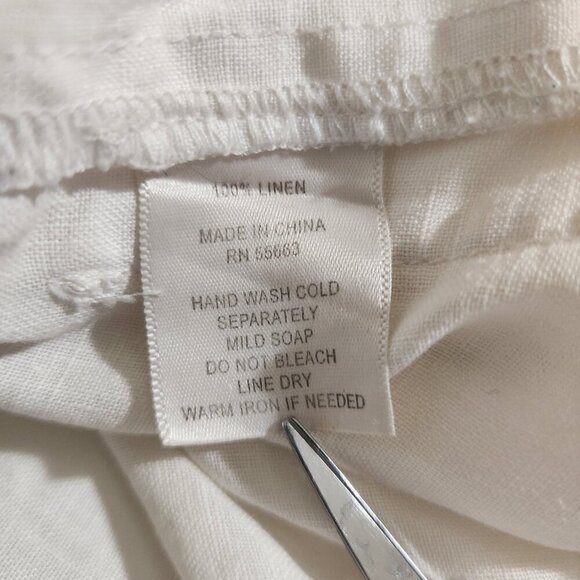 Cynthia Rowley Women's Size M White Linen 3/4 Sleeve Ruffle V-Neck Pockets Top - Picture 15 of 15